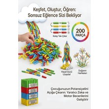Hyd Eğitici Oyuncak 200 Parça Boru Dizme Geçirme Renk Algı Motor Beceri Yapı Blokları Zeka Oyunu