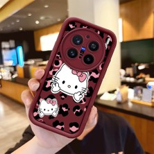 Ucuc Vivo X200 Pro Uyumlu Darbeye Dayanıklı Kamera Korumalı Bordo Silikon Baskı Desenli Kılıf