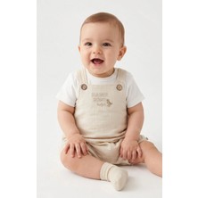 Blumi Kids Organik Erkek Bebek Dino Nakış Müslin Salopet Takımı