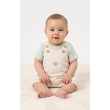 Blumi Kids Organik Erkek Bebek Ayıcık Nakış Müslin Salopet Takımı