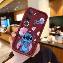 Ucuc Vivo Y19S 4G/Y19S Pro Uyumlu Darbeye Dayanıklı Kamera Korumalı Bordo Silikon Baskı Desenli Kılıf