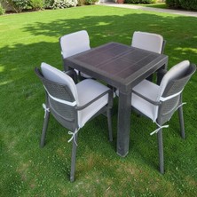 Mor Minder Sandalye Minderi Yıkanabilir Fermuarlı Lastikli 6'lı Açık  Gri 4 cm Sünger Alt 42X42 Sırt 42X42