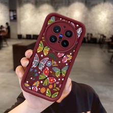 Ucuc Vivo X200 Pro Uyumlu Darbeye Dayanıklı Kamera Korumalı Bordo Silikon Baskı Desenli Kılıf