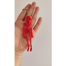 Famemus Accessory Iskelet Tasarım Dekoratif Anahtarlık Iskelet Araç Süsü Kırmızı Renk