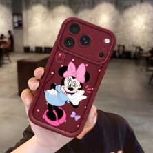 Ucuc iPhone 17 Pro Uyumlu Darbeye Dayanıklı Kamera Korumalı Bordo Silikon Baskı Desenli Kılıf