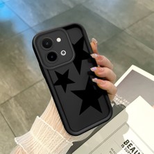 Ucuc Vivo Y28 4g Uyumlu Siyah Silikon Şık Baskı Kılıf Darbeye Dayanıklı Kamera Korumalı