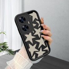 Ucuc Realme C55 Uyumlu Siyah Silikon Şık Baskı Kılıf Darbeye Dayanıklı Kamera Korumalı