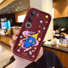 Ucuc Vivo Y19S 4G/Y19S Pro Uyumlu Darbeye Dayanıklı Kamera Korumalı Bordo Silikon Baskı Desenli Kılıf