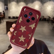 Ucuc Vivo X300 Uyumlu Darbeye Dayanıklı Kamera Korumalı Bordo Silikon Baskı Desenli Kılıf