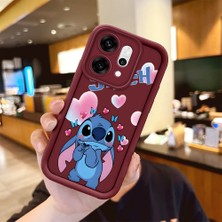 Ucuc Oppo RENO14 Pro Uyumlu Darbeye Dayanıklı Kamera Korumalı Bordo Silikon Baskı Desenli Kılıf