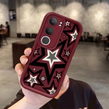Ucuc Vivo Y19S 4G/Y19S Pro Uyumlu Darbeye Dayanıklı Kamera Korumalı Bordo Silikon Baskı Desenli Kılıf