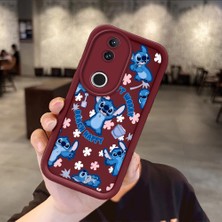 Ucuc Vivo V50 Uyumlu Darbeye Dayanıklı Kamera Korumalı Bordo Silikon Baskı Desenli Kılıf