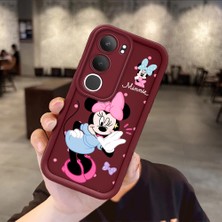 Ucuc Vivo Y19S 4G/Y19S Pro Uyumlu Darbeye Dayanıklı Kamera Korumalı Bordo Silikon Baskı Desenli Kılıf