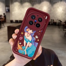 Ucuc Vivo X200 Pro Uyumlu Darbeye Dayanıklı Kamera Korumalı Bordo Silikon Baskı Desenli Kılıf