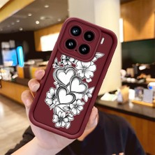 Ucuc Xiaomi 15 5g Uyumlu Darbeye Dayanıklı Kamera Korumalı Bordo Silikon Baskı Desenli Kılıf