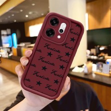 Ucuc Oppo RENO14 Pro Uyumlu Darbeye Dayanıklı Kamera Korumalı Bordo Silikon Baskı Desenli Kılıf