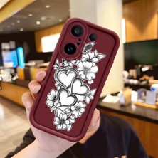 Ucuc Vivo X200 Fe Uyumlu Darbeye Dayanıklı Kamera Korumalı Bordo Silikon Baskı Desenli Kılıf