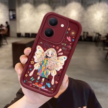 Ucuc Vivo Y27 5G/Y27S Uyumlu Darbeye Dayanıklı Kamera Korumalı Bordo Silikon Baskı Desenli Kılıf