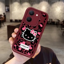 Ucuc Vivo Y27 5G/Y27S Uyumlu Darbeye Dayanıklı Kamera Korumalı Bordo Silikon Baskı Desenli Kılıf