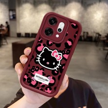 Ucuc Oppo RENO14 Pro Uyumlu Darbeye Dayanıklı Kamera Korumalı Bordo Silikon Baskı Desenli Kılıf