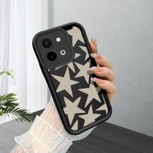 Ucuc Vivo Y28 4g Uyumlu Siyah Silikon Şık Baskı Kılıf Darbeye Dayanıklı Kamera Korumalı