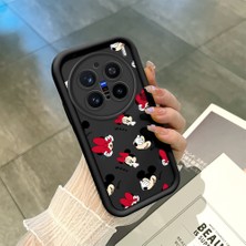 Ucuc Vivo X200 Pro Uyumlu Siyah Silikon Şık Baskı Kılıf Darbeye Dayanıklı Kamera Korumalı