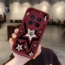 Ucuc Vivo X200 Pro Uyumlu Darbeye Dayanıklı Kamera Korumalı Bordo Silikon Baskı Desenli Kılıf