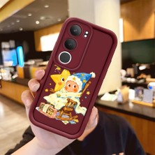 Ucuc Vivo Y19S 4G/Y19S Pro Uyumlu Darbeye Dayanıklı Kamera Korumalı Bordo Silikon Baskı Desenli Kılıf