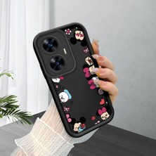 Ucuc Realme C55 Uyumlu Siyah Silikon Şık Baskı Kılıf Darbeye Dayanıklı Kamera Korumalı