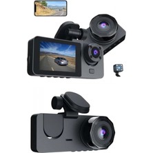 Pileli Store Pilelistore  3 Kameralı 2 Inç 1080P Araç Içi Kamera Sürüş Kamerası Carplay