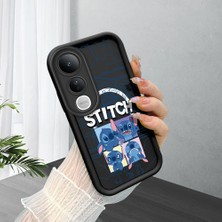 Ucuc Vivo V50 Lite 4g/5g Uyumlu Siyah Silikon Şık Baskı Kılıf Darbeye Dayanıklı Kamera Korumalı