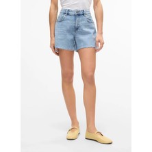 Vero Moda Yüksek Bel Regular Fit Açık Mavi Kadın Şort Vmtess Mr Short Dnm Shorts Mıx Ga N
