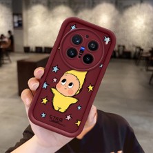 Ucuc Vivo X200 Pro Uyumlu Darbeye Dayanıklı Kamera Korumalı Bordo Silikon Baskı Desenli Kılıf
