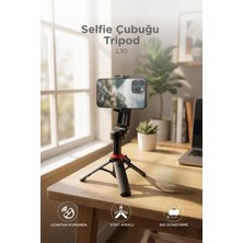 Başkenttekno Tripod Çok Amaçlı 360 Derece Kumandalı Mini Selfie Çubuğu L10 Siyah