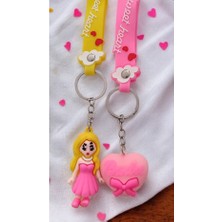 Famemus Accessory 2(Li ) Tatlı Kalpli Silikon Anahtarlık Seti Hedyelik Çanta Aksesuar