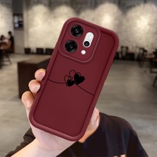 Ucuc Oppo RENO14 Pro Uyumlu Darbeye Dayanıklı Kamera Korumalı Bordo Silikon Baskı Desenli Kılıf