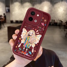 Ucuc Vivo Y28 4g Uyumlu Darbeye Dayanıklı Kamera Korumalı Bordo Silikon Baskı Desenli Kılıf