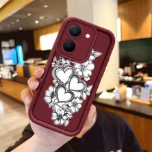 Ucuc Vivo Y27 5G/Y27S Uyumlu Darbeye Dayanıklı Kamera Korumalı Bordo Silikon Baskı Desenli Kılıf