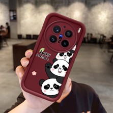 Ucuc Vivo X200 Pro Uyumlu Darbeye Dayanıklı Kamera Korumalı Bordo Silikon Baskı Desenli Kılıf