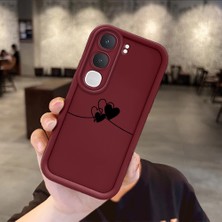Ucuc Vivo Y31/Y21D Uyumlu Darbeye Dayanıklı Kamera Korumalı Bordo Silikon Baskı Desenli Kılıf