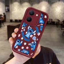 Ucuc Vivo Y27 5G/Y27S Uyumlu Darbeye Dayanıklı Kamera Korumalı Bordo Silikon Baskı Desenli Kılıf