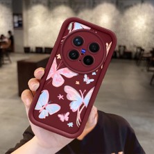 Ucuc Vivo X300 Pro Uyumlu Darbeye Dayanıklı Kamera Korumalı Bordo Silikon Baskı Desenli Kılıf