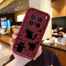 Ucuc Vivo X200 Pro Uyumlu Darbeye Dayanıklı Kamera Korumalı Bordo Silikon Baskı Desenli Kılıf
