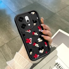 Ucuc Oppo RENO14 Pro Uyumlu Siyah Silikon Şık Baskı Kılıf Darbeye Dayanıklı Kamera Korumalı