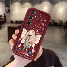 Ucuc Samsung Galaxy A35 Uyumlu Darbeye Dayanıklı Kamera Korumalı Bordo Silikon Baskı Desenli Kılıf