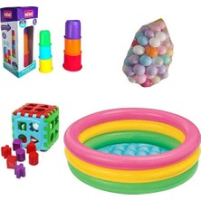 PremiumPort Çocuk Havuzu 86 cm + 50 Top + Bultak Küp Seti, Eğlence Dolu Yaz Aktiviteleri