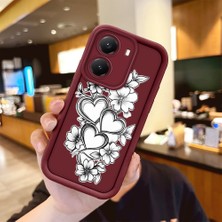 Ucuc Poco X7 Pro Uyumlu Darbeye Dayanıklı Kamera Korumalı Bordo Silikon Baskı Desenli Kılıf