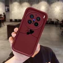 Ucuc Vivo X200 Pro Uyumlu Darbeye Dayanıklı Kamera Korumalı Bordo Silikon Baskı Desenli Kılıf