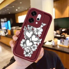 Ucuc Oppo RENO14 Pro Uyumlu Darbeye Dayanıklı Kamera Korumalı Bordo Silikon Baskı Desenli Kılıf