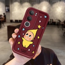 Ucuc Vivo Y19S 4G/Y19S Pro Uyumlu Darbeye Dayanıklı Kamera Korumalı Bordo Silikon Baskı Desenli Kılıf